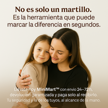 MiniMart™ – Martillo de Seguridad 2 en 1 para Coche “Rompe cristales y corta cinturones en segundos”