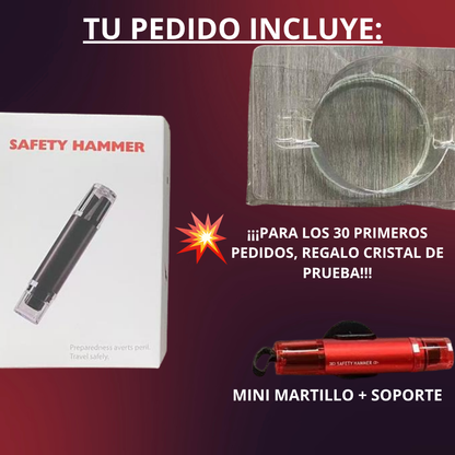 MiniMart™ – Martillo de Seguridad 2 en 1 para Coche “Rompe cristales y corta cinturones en segundos”