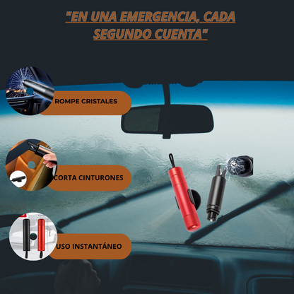 MiniMart™ – Martillo de Seguridad 2 en 1 para Coche “Rompe cristales y corta cinturones en segundos”